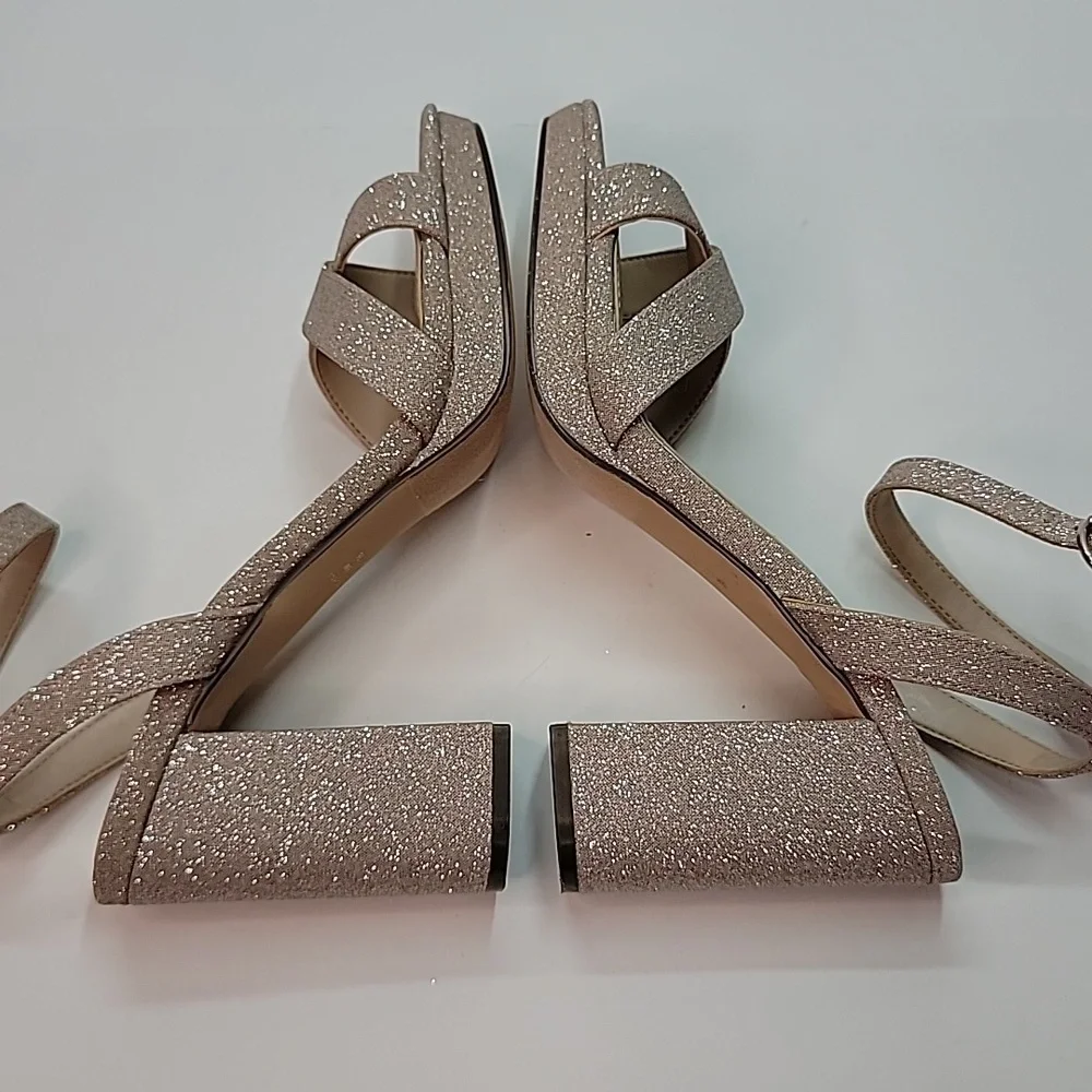 NINA NWOT GLITTER BLOCK HEEL PLATFORM SANDALS SZ 6 SPARKLE